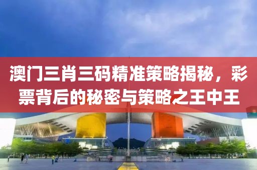 澳门三肖三码精准策略揭秘，彩票背后的秘密与策略之王中王