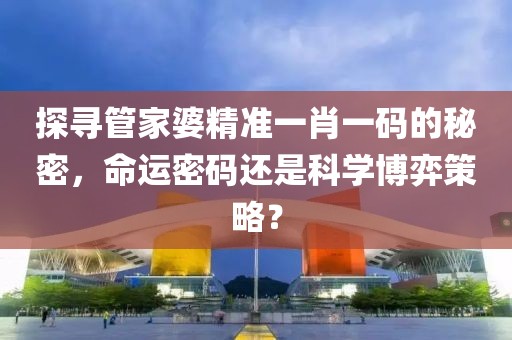 探寻管家婆精准一肖一码的秘密，命运密码还是科学博弈策略？