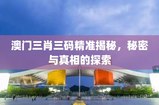 澳门三肖三码精准揭秘，秘密与真相的探索
