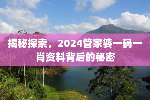 揭秘探索，2024管家婆一码一肖资料背后的秘密