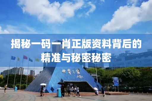 揭秘一码一肖正版资料背后的精准与秘密秘密