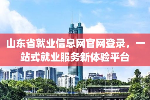 山东省就业信息网官网登录，一站式就业服务新体验平台