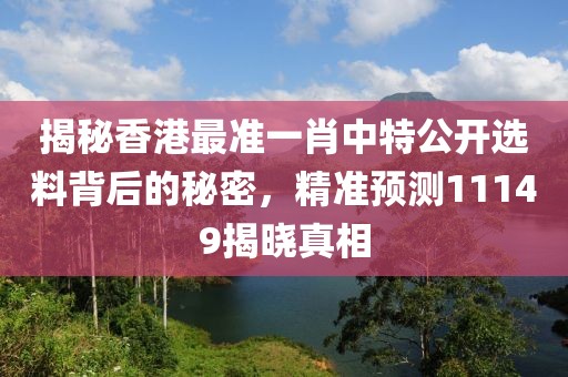 揭秘香港最准一肖中特公开选料背后的秘密，精准预测11149揭晓真相
