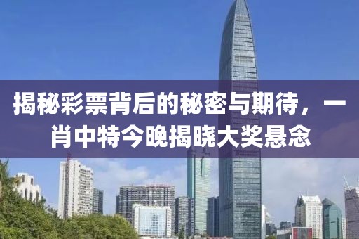 揭秘彩票背后的秘密与期待，一肖中特今晚揭晓大奖悬念