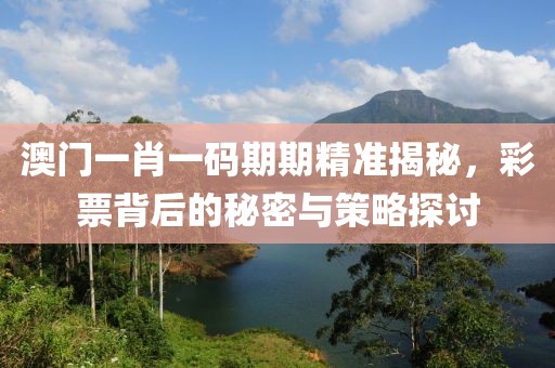 澳门一肖一码期期精准揭秘，彩票背后的秘密与策略探讨