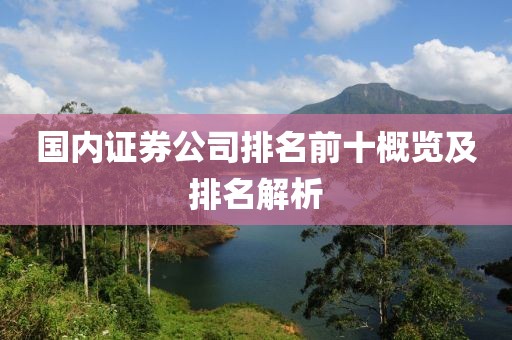 国内证券公司排名前十概览及排名解析