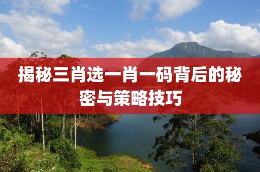揭秘三肖选一肖一码背后的秘密与策略技巧