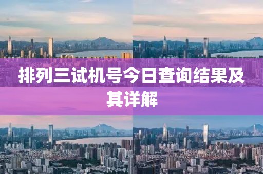 排列三试机号今日查询结果及其详解