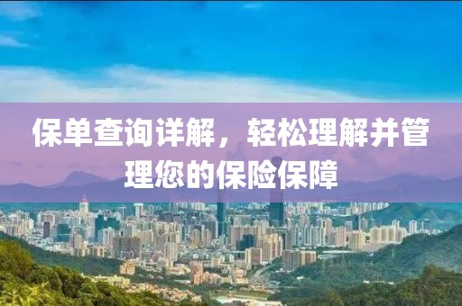 保单查询详解，轻松理解并管理您的保险保障