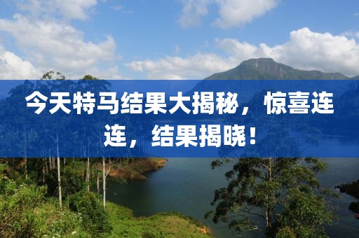 今天特马结果大揭秘，惊喜连连，结果揭晓！