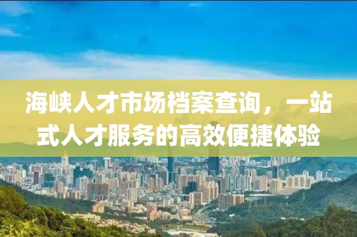海峡人才市场档案查询，一站式人才服务的高效便捷体验