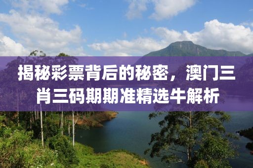 揭秘彩票背后的秘密，澳门三肖三码期期准精选牛解析