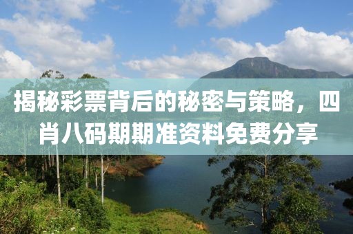 揭秘彩票背后的秘密与策略，四肖八码期期准资料免费分享
