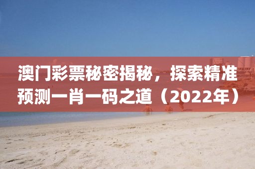 澳门彩票秘密揭秘，探索精准预测一肖一码之道（2022年）