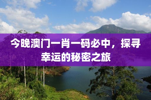 今晚澳门一肖一码必中，探寻幸运的秘密之旅