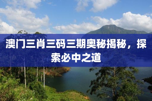 澳门三肖三码三期奥秘揭秘，探索必中之道