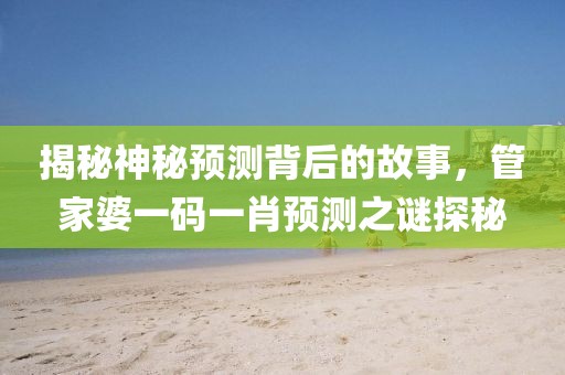 揭秘神秘预测背后的故事，管家婆一码一肖预测之谜探秘