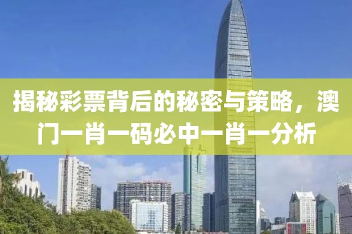 揭秘彩票背后的秘密与策略，澳门一肖一码必中一肖一分析