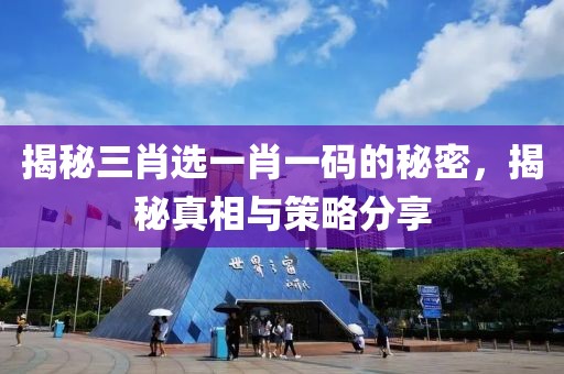 揭秘三肖选一肖一码的秘密，揭秘真相与策略分享