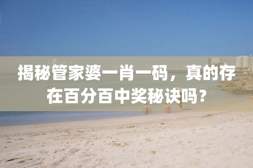 揭秘管家婆一肖一码，真的存在百分百中奖秘诀吗？