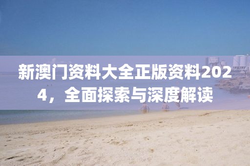 新澳门资料大全正版资料2024，全面探索与深度解读