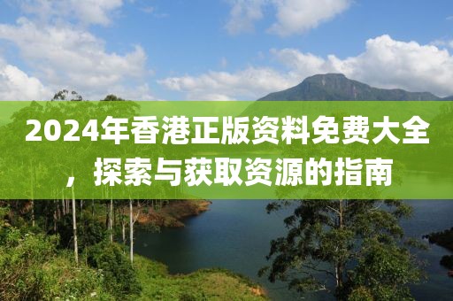 2024年香港正版资料免费大全，探索与获取资源的指南