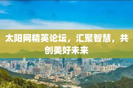 太阳网精英论坛，汇聚智慧，共创美好未来