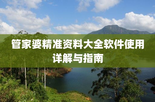 管家婆精准资料大全软件使用详解与指南