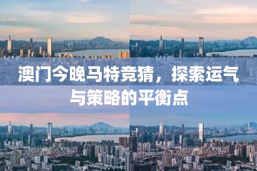 澳门今晚马特竞猜，探索运气与策略的平衡点