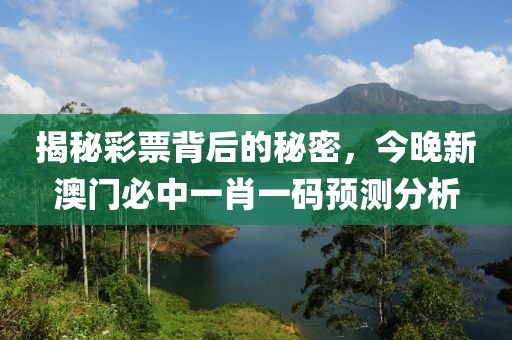 揭秘彩票背后的秘密，今晚新澳门必中一肖一码预测分析