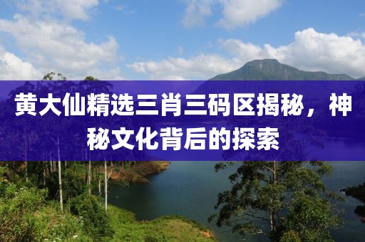 黄大仙精选三肖三码区揭秘，神秘文化背后的探索