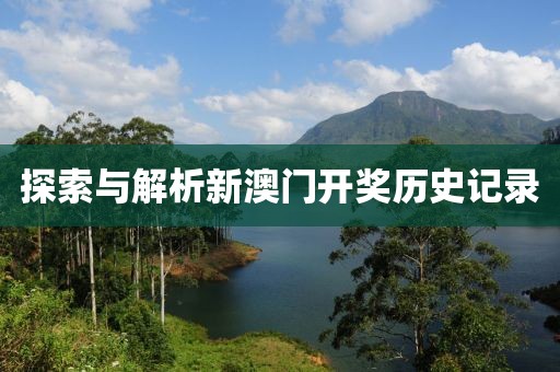 探索与解析新澳门开奖历史记录