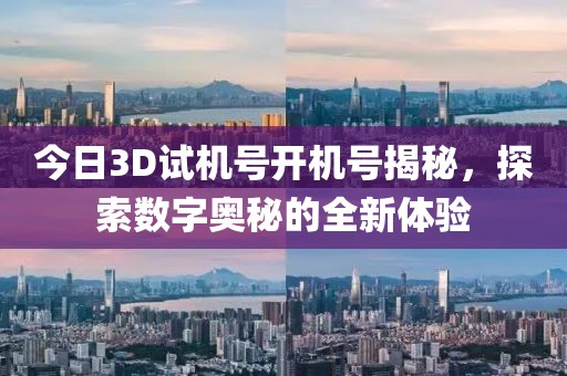 今日3D试机号开机号揭秘，探索数字奥秘的全新体验