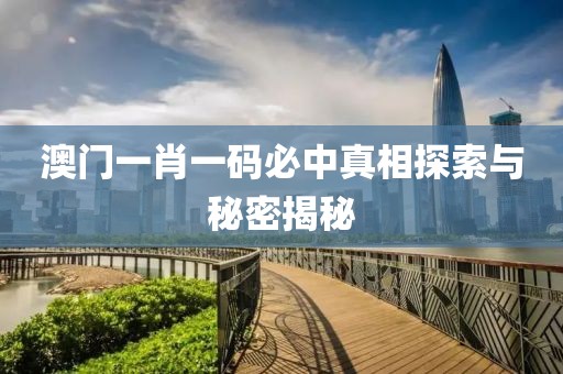 澳门一肖一码必中真相探索与秘密揭秘