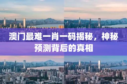 澳门最难一肖一码一码