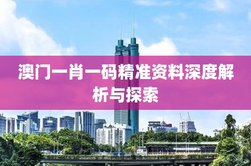 澳门一肖一码精准资料深度解析与探索