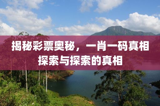 揭秘彩票奥秘，一肖一码真相探索与探索的真相