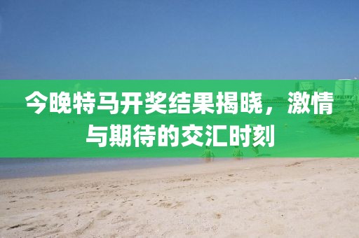 今晚特马开奖结果揭晓，激情与期待的交汇时刻