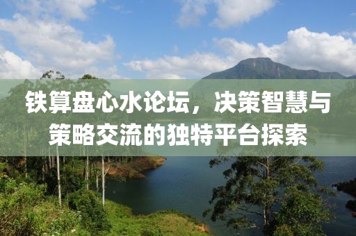 铁算盘心水论坛，决策智慧与策略交流的独特平台探索