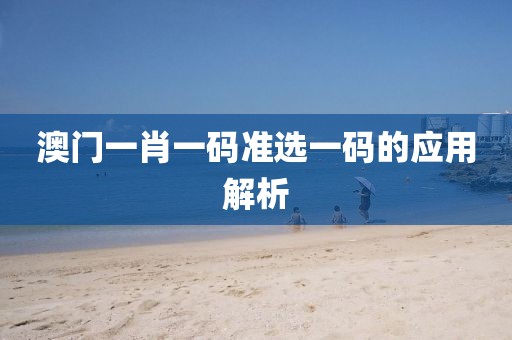 澳门一肖一码准选一码的应用解析