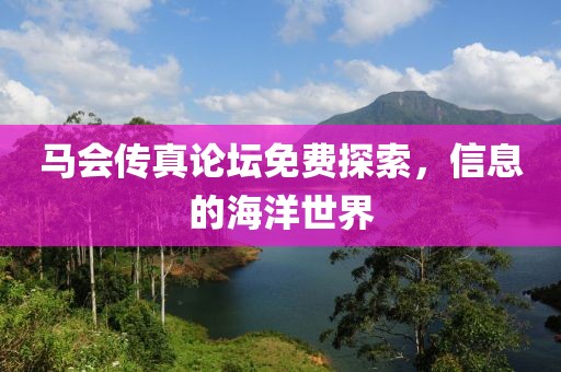 马会传真论坛免费探索，信息的海洋世界