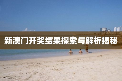 新澳门开奖结果探索与解析揭秘