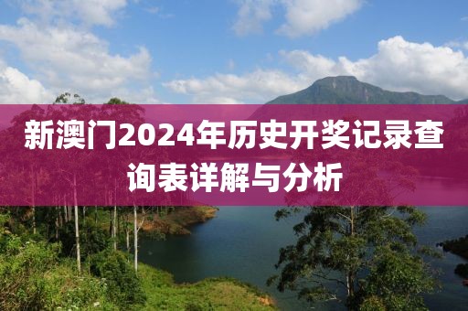 新澳门2024年历史开奖记录查询表详解与分析