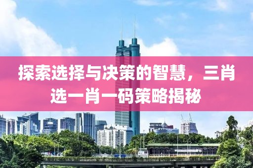 探索选择与决策的智慧，三肖选一肖一码策略揭秘