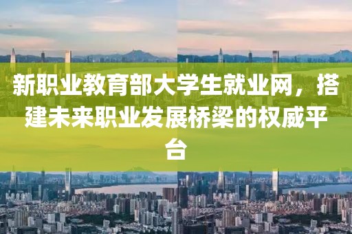 新职业教育部大学生就业网，搭建未来职业发展桥梁的权威平台