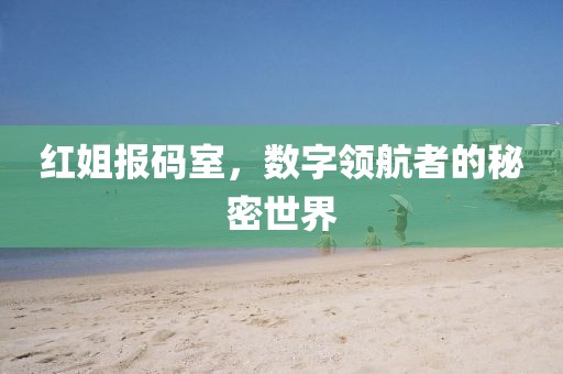 红姐报码室，数字领航者的秘密世界