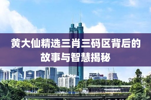 黄大仙精选三肖三码区背后的故事与智慧揭秘