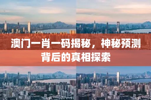 澳门一肖一码揭秘，神秘预测背后的真相探索