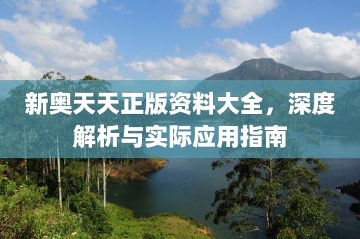 新奥天天正版资料大全，深度解析与实际应用指南