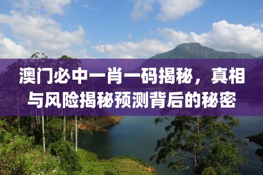 澳门必中一肖一码揭秘，真相与风险揭秘预测背后的秘密
